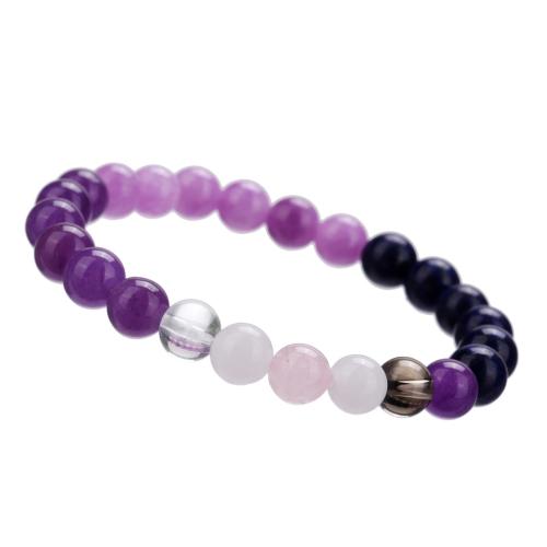 Gemstone Bracelets, Amethyst, with Lotus Jasper & Rose Quartz, Unisex, mixed colors cm 