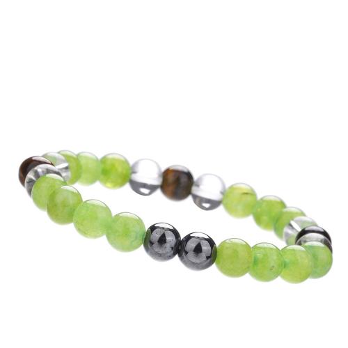 Gemstone Bracelets, Green Aventurine, with Hematite & Clear Quartz, Unisex, mixed colors cm 