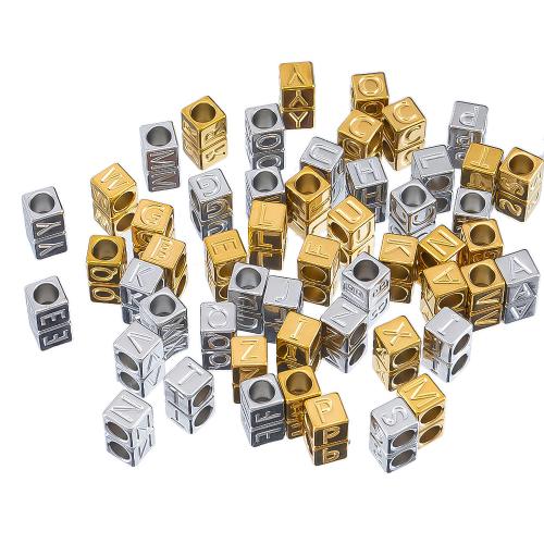 Stainless Steel Beads, 304 Stainless Steel, Square, plated, DIY 