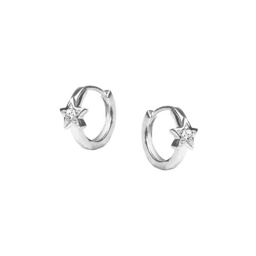 Cubic Zirconia Micro Pave Brass Earring, Star, plated, micro pave cubic zirconia & for woman, platinum color, The star is about 5MM and the inner diameter is about 8MM [