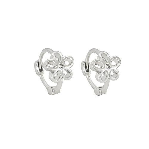 Cubic Zirconia Micro Pave Brass Earring, petals, plated, micro pave cubic zirconia & for woman Flowers about 7mm, diameter about 8mm [