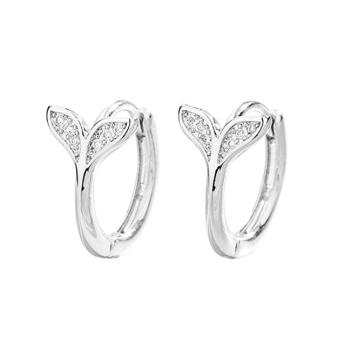 Cubic Zirconia Micro Pave Brass Earring, plated, micro pave cubic zirconia & for woman, platinum color, The tail is about 8MM wide and the inner diameter is about 11MM 