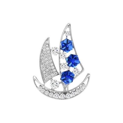 Broche de zircon cubique, laiton, Placage, pavé de micro zircon & pour femme, argent Vendu par PC