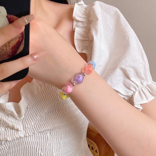 Pulseras de resina, Cuerda elástica de nylon, con resina, Recubrimiento iónico al vacío, para mujer, Vendido por UD