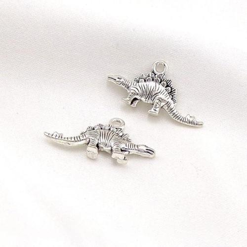 Zinc Alloy Animal Pendants, Dinosaur, silver color plated, DIY [