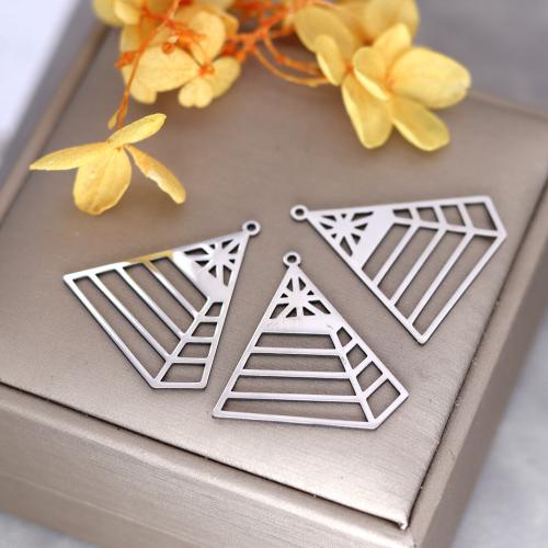 Stainless Steel Hollow Pendant, 304 Stainless Steel, Triangle, plated, DIY, original color [