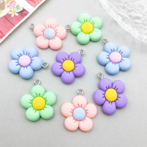 Resin Zinc Alloy Pendants, with Resin & Plastic, Flower, epoxy gel, DIY 