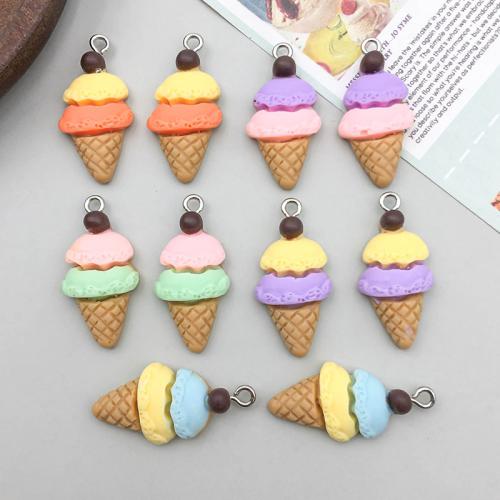 Resin Zinc Alloy Pendants, with Resin & Plastic, Ice Cream, plated, DIY 