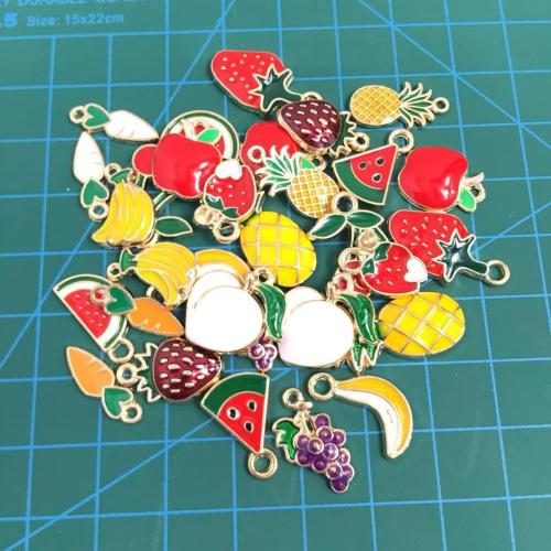 Pendentifs émail, alliage de zinc, Placage de couleur d'or, DIY Vendu par sac