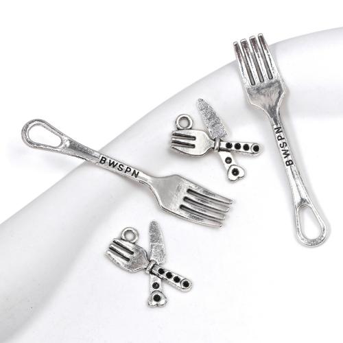 Zink Legierung Schmuck Anhänger, Zinklegierung, Messer und Gabel, plattiert, DIY & verschiedene Stile für Wahl, keine, 100PCs/Tasche, verkauft von Tasche