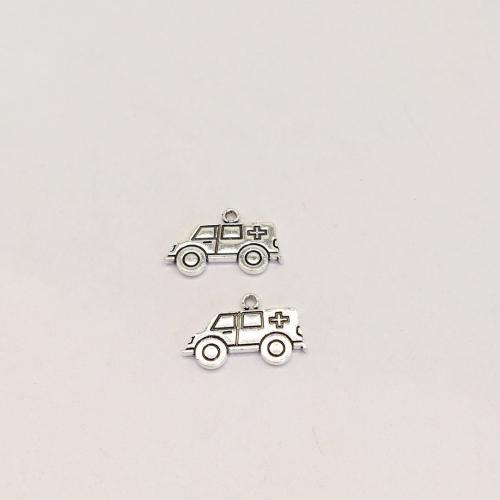 Vehicle Shaped Zinc Alloy Pendants, Ambulance, antique silver color plated, DIY [