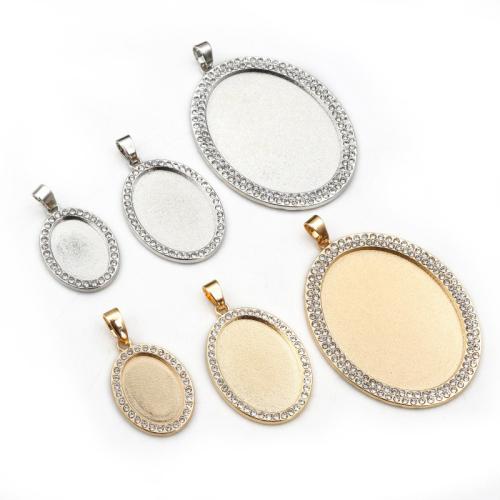 Zinc Alloy Pendant Cabochon Setting, Oval, plated, DIY & with rhinestone Approx 