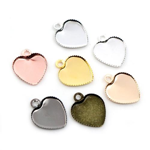 fundición base para cabujón de colgante, Corazón, chapado, Bricolaje, más colores para la opción, inner diameter:12mm, aproximado 100PCs/Bolsa, Vendido por Bolsa