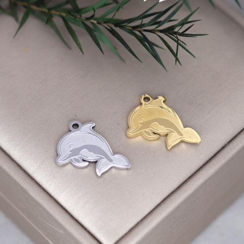 Stainless Steel Animal Pendants, 304 Stainless Steel, Dolphin, plated, DIY 