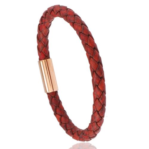 bracelet de cordon en PU , cuir PU, avec Acier inoxydable 304, fait à la main, bijoux de mode & longueur différente pour le choix & unisexe, plus de couleurs à choisir, Vendu par PC[