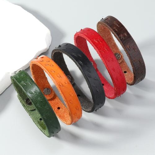 Bracelets de cuir de vachette, cuir de peau de vache, avec alliage de zinc, fait à la main, bijoux de mode & unisexe, plus de couleurs à choisir, Vendu par PC[