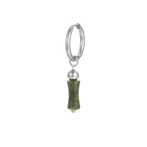 Huggie Hoop Drop Earring, laiton, avec Olivine naturelle, Placage, pour femme, couleur platine, 30mm, Vendu par PC