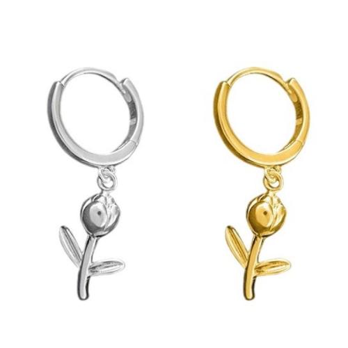 Huggie Hoop Drop Earring, laiton, fleur, Placage, pour femme, plus de couleurs à choisir, 27mm, Vendu par paire