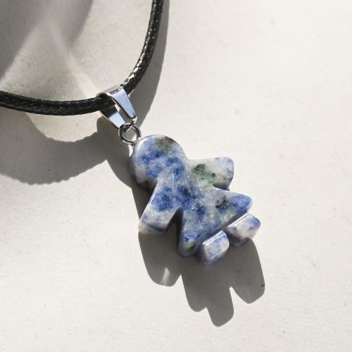 Colliers de pierres précieuses, pierre gemme, avec cordon en cuir & fer, avec 5cm chaînes de rallonge, bijoux de mode & différents matériaux pour le choix & unisexe, plus de couleurs à choisir Environ 38 cm, Vendu par PC[