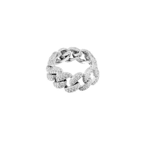 Bague en laiton strass, Placage, unisexe & normes différentes pour le choix & avec strass & creux, argent, Vendu par PC[