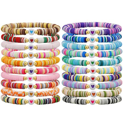 Pulseras de arcilla polimérica, Arcilla polimero, con Hilo elástico, hecho a mano, Joyería & para mujer, más colores para la opción, longitud:aproximado 17 cm, Vendido por UD