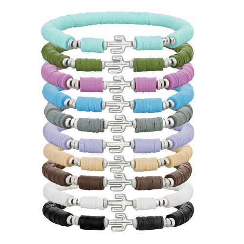 Pulseras de arcilla polimérica, Arcilla polimero, con Hilo elástico, hecho a mano, Joyería & para mujer, más colores para la opción, Vendido por UD