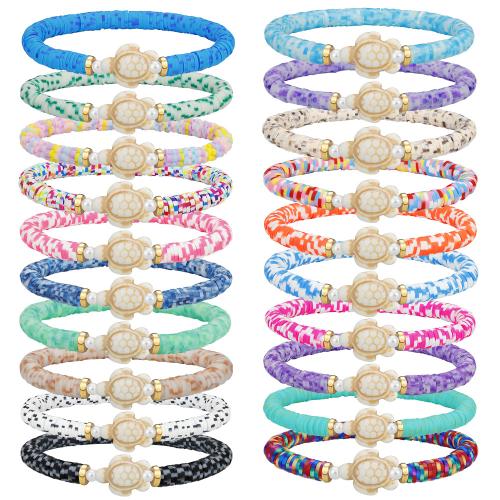 Pulseras de arcilla polimérica, Arcilla polimero, con Hilo elástico & Acrílico, hecho a mano, Joyería & para mujer, más colores para la opción, Vendido por UD