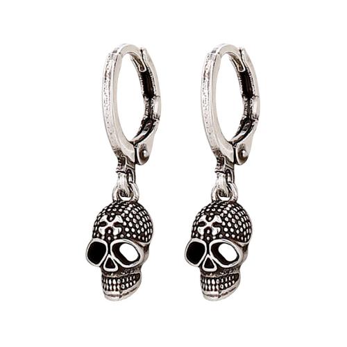 pendiente de gota colgando de latón, metal, Calavera, chapado, para mujer, color original, 24mm, Vendido por Par