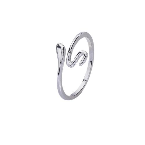 Bague en laiton, serpent, Placage, pour femme, couleur platine, Vendu par PC