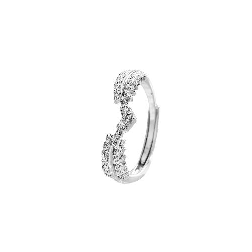 Befestigter Zirkonia Messingring Fingerring, Messing, plattiert, Micro pave Zirkonia & für Frau, Platin Farbe, verkauft von PC