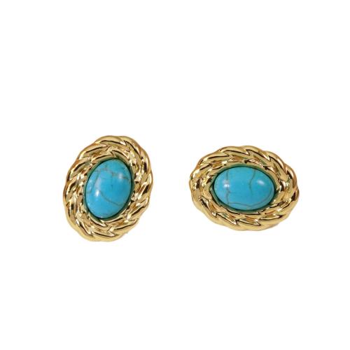 Boucle d'oreille  de goutte en turquoise, Acier inoxydable 304, avec turquoise & perle de plastique, Placage, différents matériaux pour le choix & pour femme, plus de couleurs à choisir, Vendu par paire[