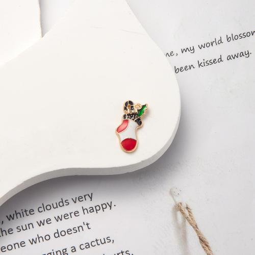 Pendentifs émail, alliage de zinc, chaussette de noël, Placage, Conception de Noël & DIY, plus de couleurs à choisir 1000/sol, Vendu par sol