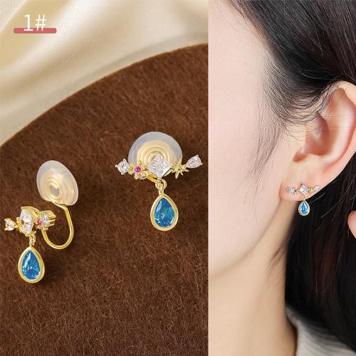 Messing Ohrbrisure, mit Kunststoff, plattiert, verschiedene Stile für Wahl & für Frau & Emaille & mit Strass, earring length 10-30mm, verkauft von Paar