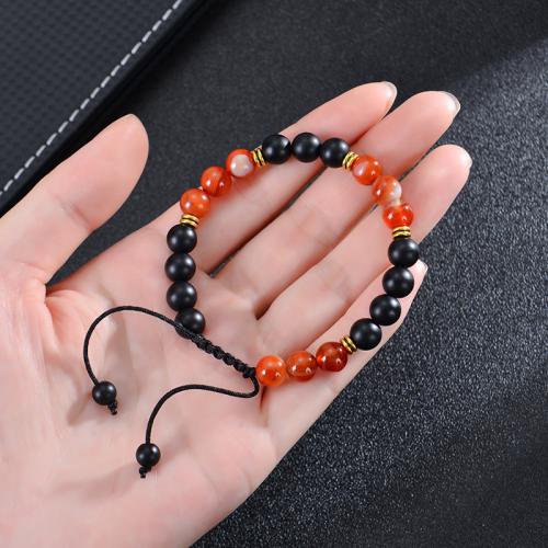 Gemstone Bracelets, Abrazine Stone, with Knot Cord & Tiger Eye, Adjustable & Unisex .6-11.8 Inch [