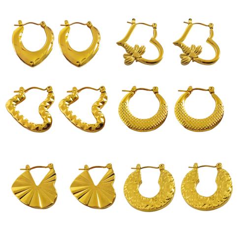 pendiente colgante de acero inoxidable, acero inoxidable 304, 18K chapado en oro, Joyería & diferentes estilos para la opción & para mujer, Vendido por Par