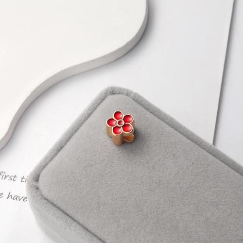 Enamel Zinc Alloy Beads, Flower, plated, DIY 