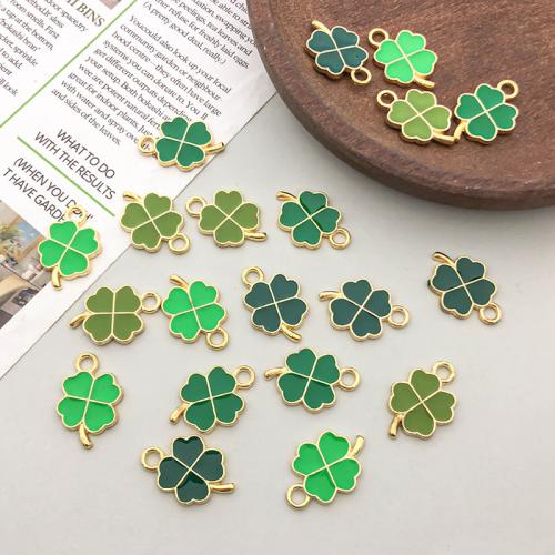 Pendentifs émail, alliage de zinc, Trèfle à quatre feuilles, Placage de couleur d'or, DIY, plus de couleurs à choisir Vendu par sac