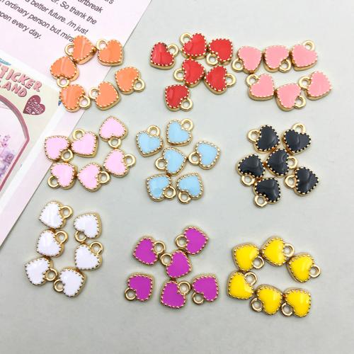 Pendentifs émail, alliage de zinc, coeur, Placage de couleur d'or, DIY, plus de couleurs à choisir Vendu par sac