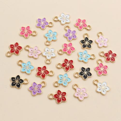 Pendentifs émail, alliage de zinc, fleur, Placage de couleur d'or, DIY, plus de couleurs à choisir Environ Vendu par sac