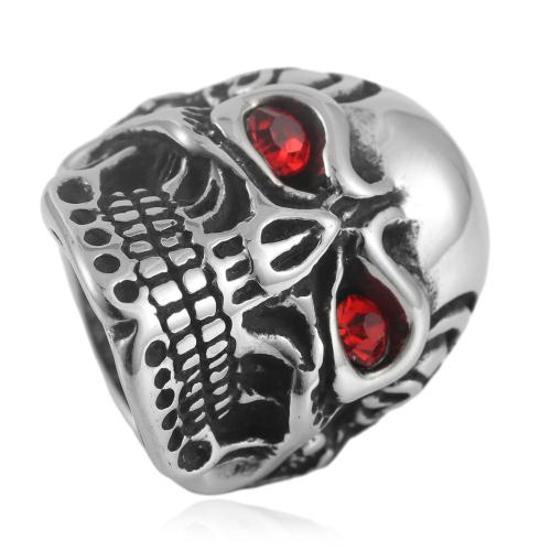 Cubic Zirconia Stainless Steel Finger Ring, 304 Stainless Steel, with Cubic Zirconia, Skull, polished, fashion jewelry & for man wide：32mm 