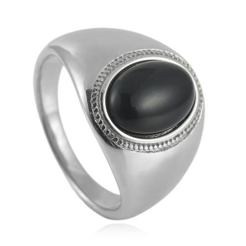 Gemstone Stainless Steel Finger Ring, 304 Stainless Steel, with Natural Stone, polished  & for man .6mm 