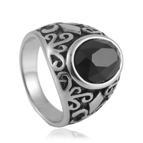 Cubic Zirconia Stainless Steel Finger Ring, 304 Stainless Steel, with Cubic Zirconia, polished, fashion jewelry & Unisex .2mm 