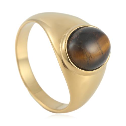 Gemstone Stainless Steel Finger Ring, 304 Stainless Steel, with Natural Stone, polished  & for man mm 