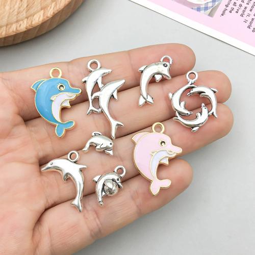 Pendentifs animaux en alliage de zinc, dauphin, Placage, DIY & styles différents pour le choix & émail, plus de couleurs à choisir Vendu par sac[