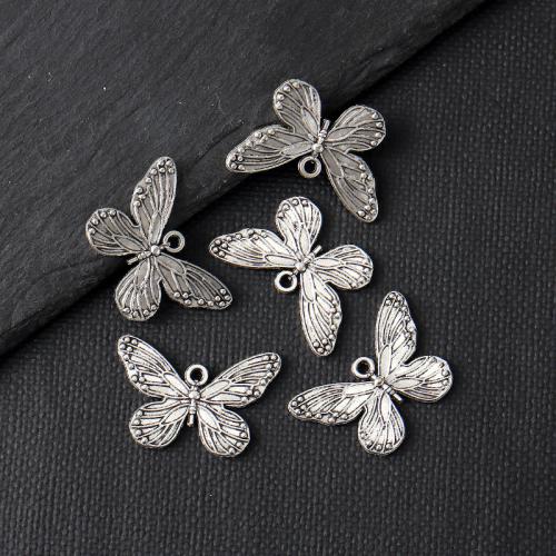 Pendentifs animaux en alliage de zinc, papillon, Plaqué de couleur d'argent, DIY Vendu par sac[
