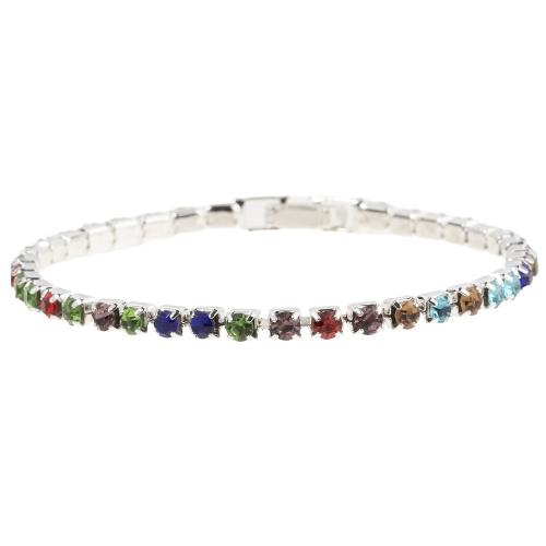 Zinc bracelets en strass en alliage , alliage de zinc, avec strass, Placage, bijoux de mode & pour femme, plus de couleurs à choisir, 4mm Environ 18 cm, Vendu par PC