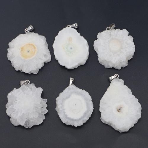 Mixed Agate Pendants, White Agate, irregular, silver color plated, DIY, white 35-25mm×8-6mm 