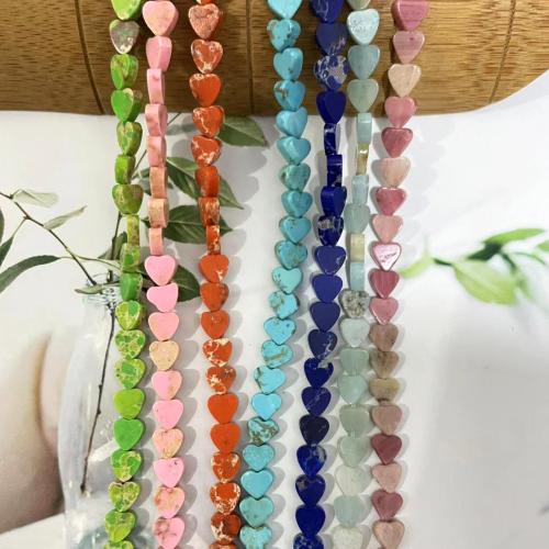 Mixed Gemstone Beads, Natural Stone, Heart, DIY 6mm, Approx 