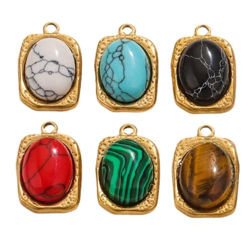 Joyas de piedras preciosas colgante, acero inoxidable 304, con Piedra natural, chapado en color dorado, Bricolaje & diferentes materiales para la opción, 5PCs/Bolsa, Vendido por Bolsa