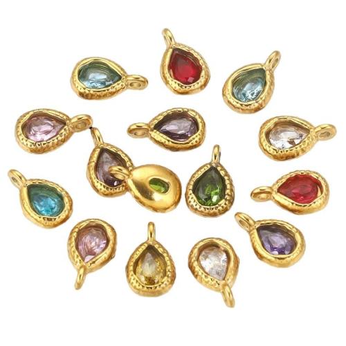 joyas de colgante de cristal de corazón, acero inoxidable 304, con Cristal, Gota, chapado en color dorado, Bricolaje, más colores para la opción, 5PCs/Bolsa, Vendido por Bolsa